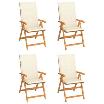 vidaXL Garden Chairs 4 pcs with Cream Cushions Solid Teak Wood