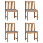 vidaXL Patio Chairs 4 pcs with Cushions Solid Teak Wood