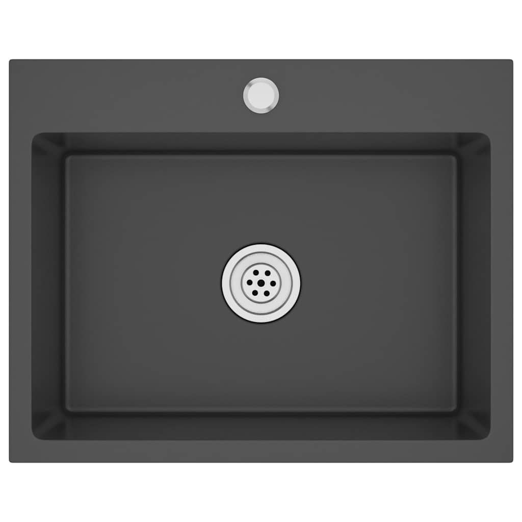 vidaXL Handmade Kitchen Sink Black Stainless Steel