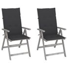 vidaXL Garden Reclining Chairs 2 pcs with Cushions Solid Acacia Wood