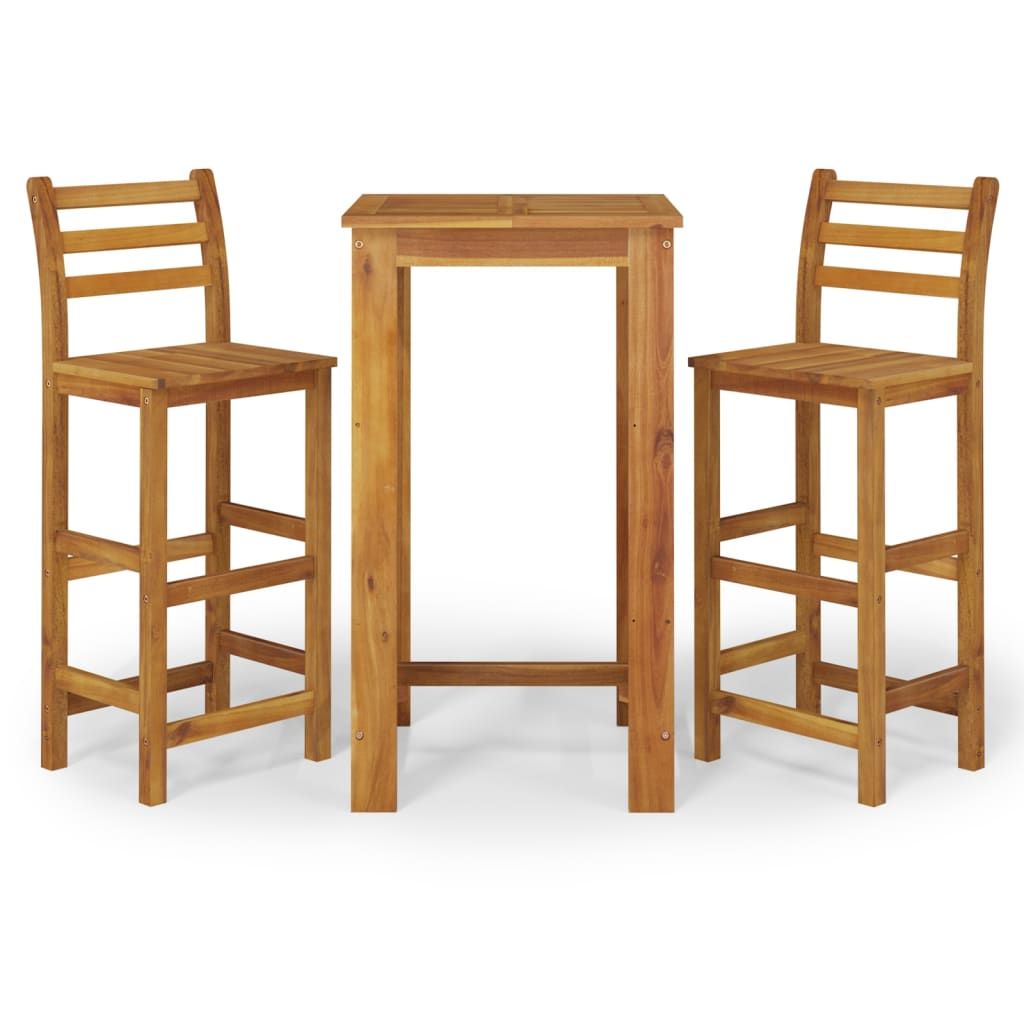vidaXL 3 Piece Patio Bar Set Solid Wood Acacia