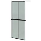 vidaXL Walk-in Shower Wall with Shelf Black 80x195cm ESG Glass&Aluminium