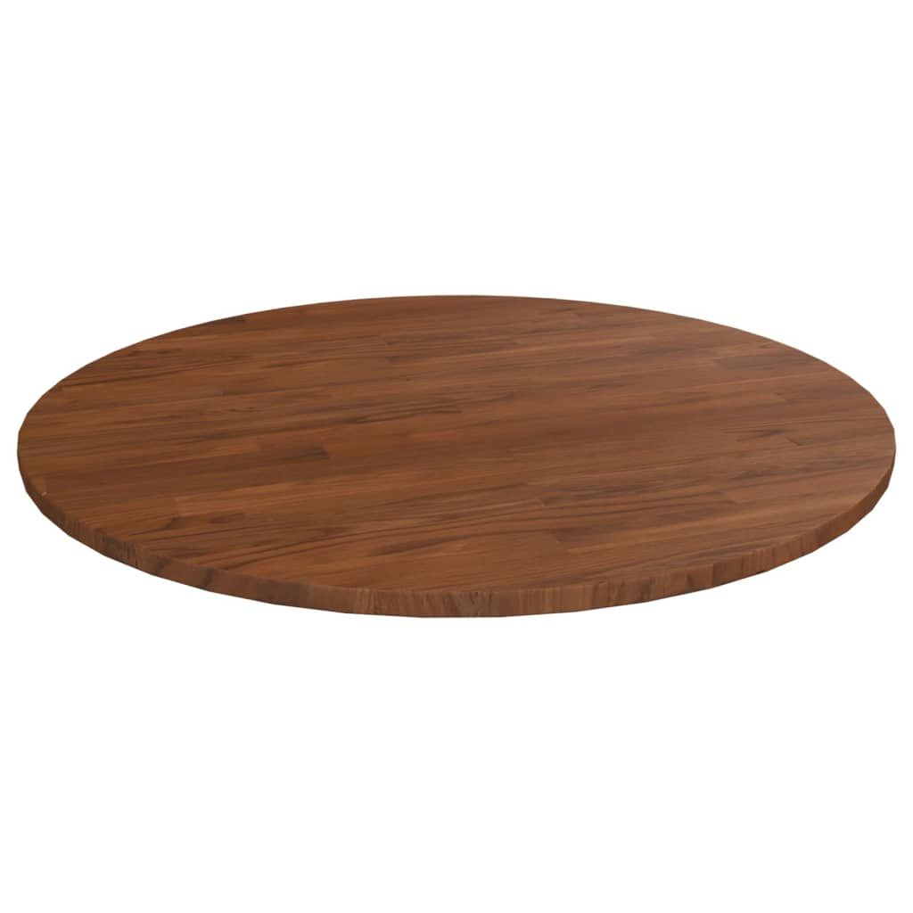 vidaXL Round Table Top Dark Brown Ã31.5"x0.6" Treated Solid Wood Oak