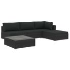 vidaXL 5 Piece Patio Lounge Set with Cushions Poly Rattan Black