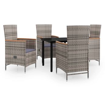 vidaXL 5 Piece Garden Dining Set with Cushions Grey