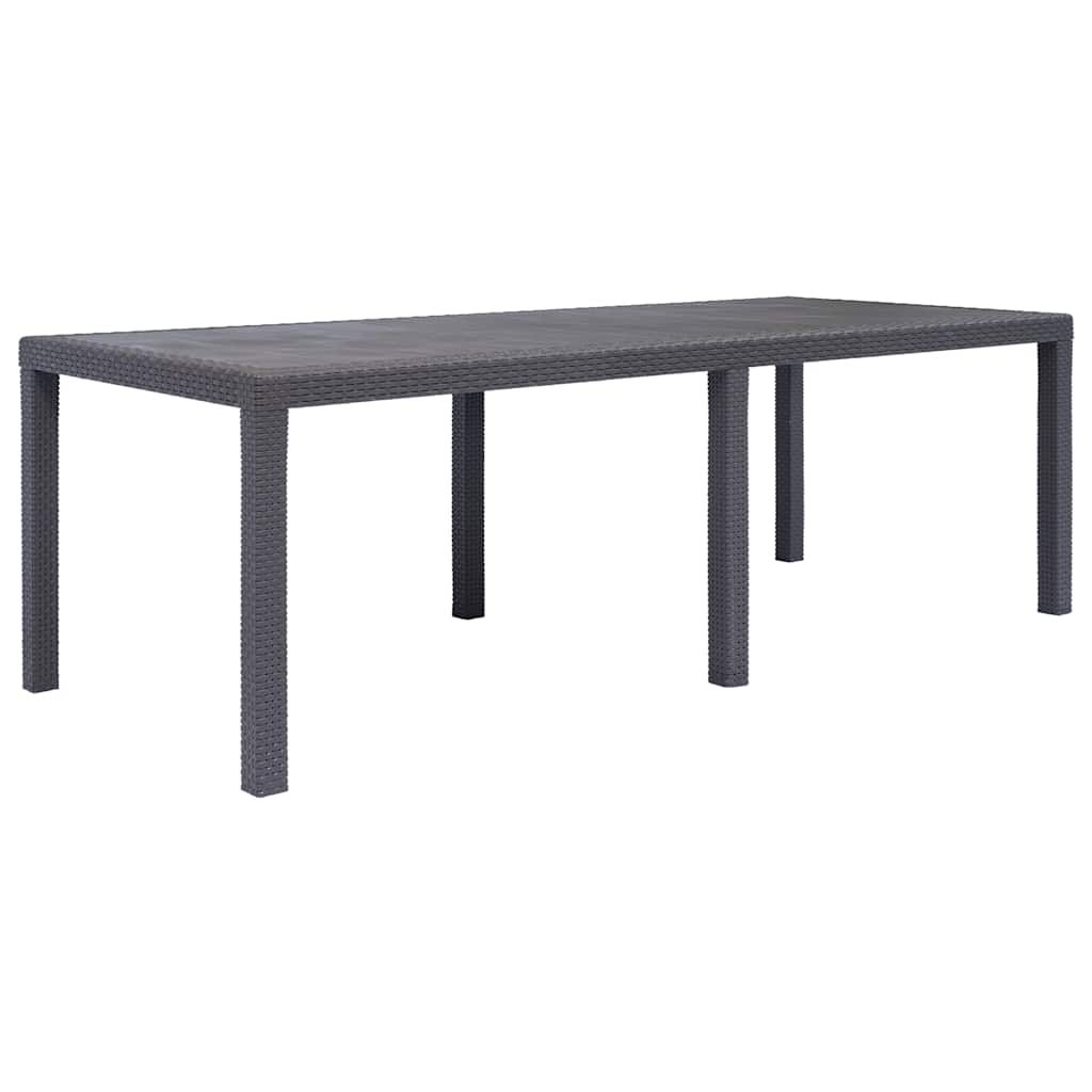 vidaXL Garden Table Brown 220x90x72 cm Plastic Rattan Look
