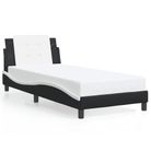 vidaXL Bed Frame without Mattress "Zadar" Black and White 39.4"x79.9" Faux Leather