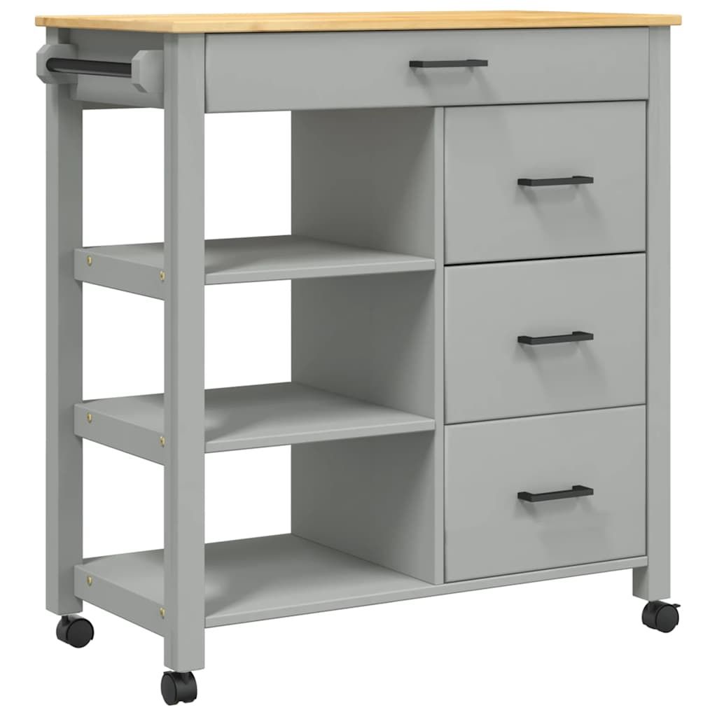 vidaXL Kitchen Trolley MONZA 33.1"x15.7"x34.8" Solid Wood Pine