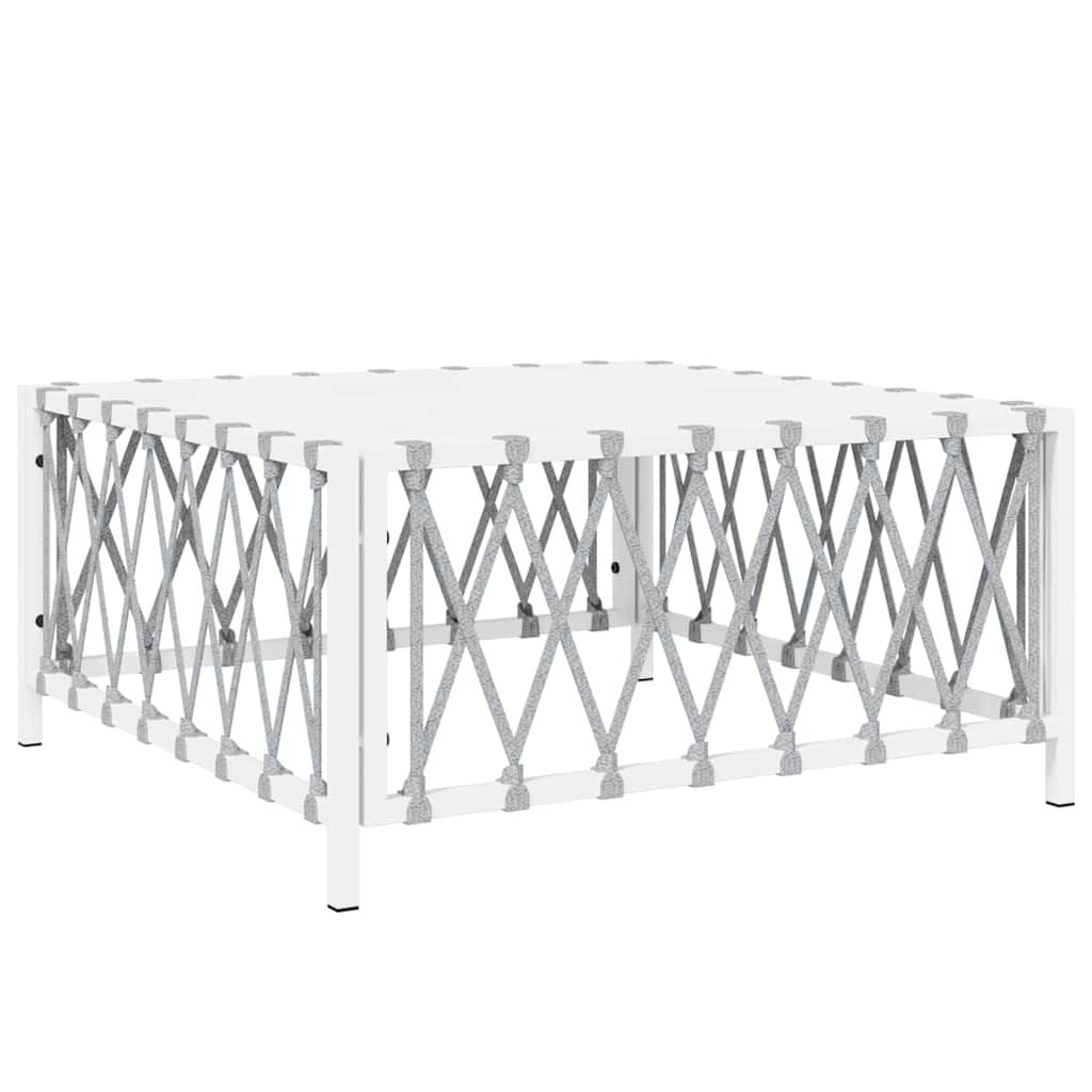 vidaXL Patio Table White 27.6"x27.6"x13.4" Woven Fabric