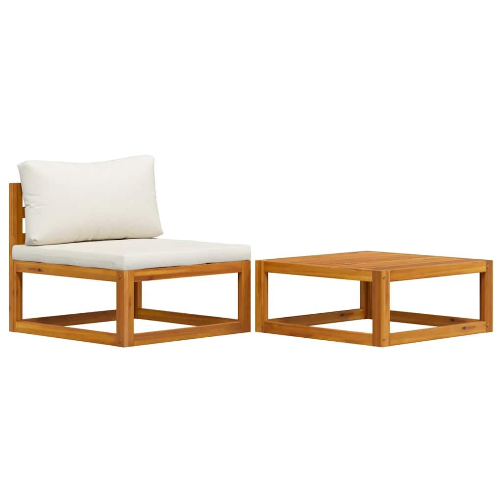 vidaXL 2 Piece Garden Sofa Set with Cushion Solid Acacia Wood