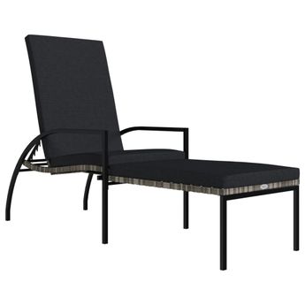 vidaXL Sun Lounger with Footrest PE Rattan Grey