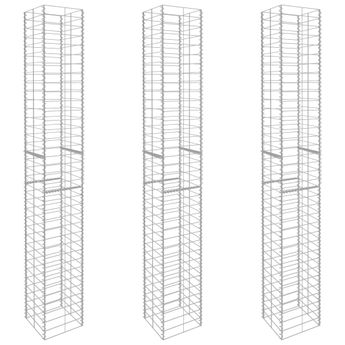 vidaXL Gabion Baskets 3 pcs Galvanized Steel 9.8"x9.8"x77.6"