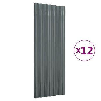 vidaXL Roof Panels 12 pcs Galvanised Steel Anthracite 100x36 cm