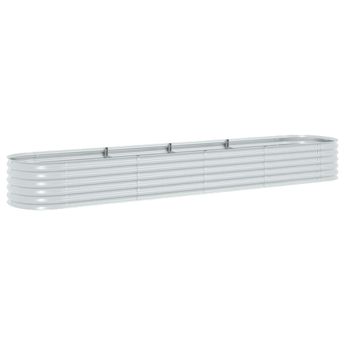 vidaXL Garden Raised Bed 400x80x44 cm Galvanised Steel Silver