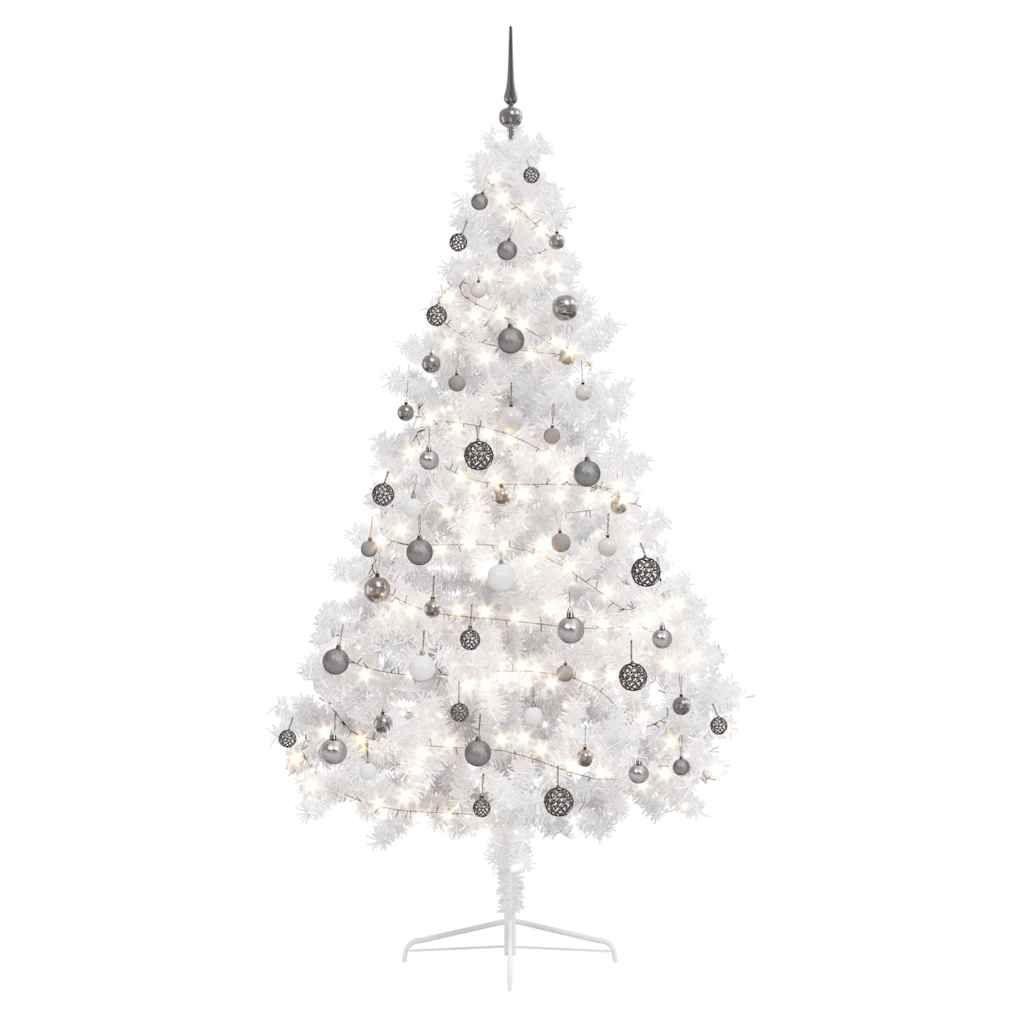 vidaXL Artificial Half Pre-lit Christmas Tree with Ball Set White 70.9"