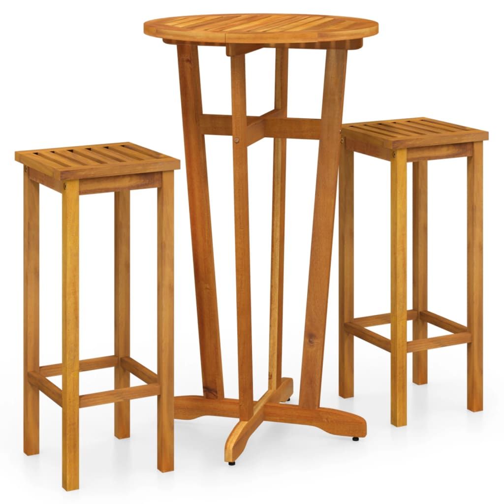 vidaXL 3 Piece Patio Bar Set Solid Wood Acacia