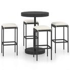 vidaXL 5 Piece Patio Bar Set with Cushions Poly Rattan Black