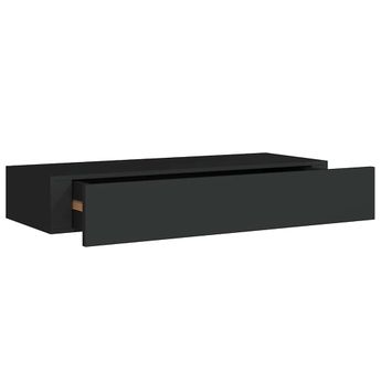 vidaXL Wall-mounted Drawer Shelf Black 60x23,5x3.9 " MDF