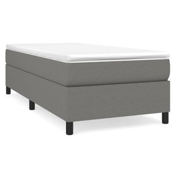 vidaXL Box Spring Bed Frame Dark Gray Twin Fabric (US Only)