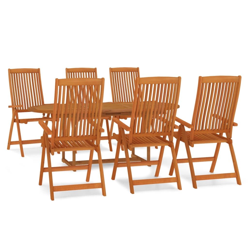 vidaXL 7 Piece Patio Dining Set Solid Wood Eucalyptus