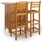vidaXL 3 Piece Patio Bar Set Solid Wood Acacia