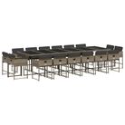 vidaXL 17 Piece Patio Dining Set with Cushions Gray Poly Rattan