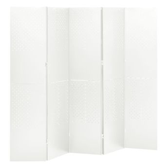 vidaXL 5-Panel Room Divider White 200x180 cm Steel