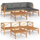 vidaXL 5 Piece Patio Lounge Set with Gray Cushions Solid Teak Wood