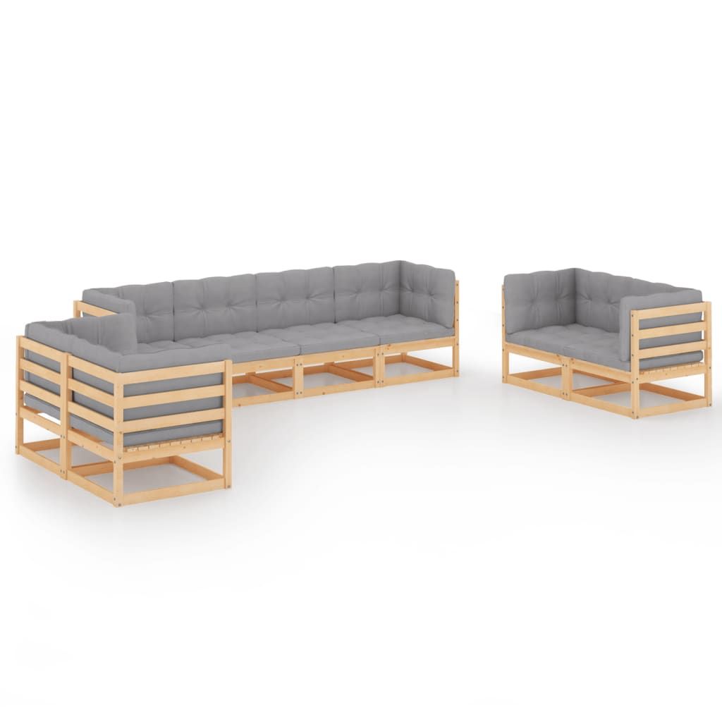 vidaXL 8 Piece Garden Lounge Set with Cushions Solid Wood Pine
