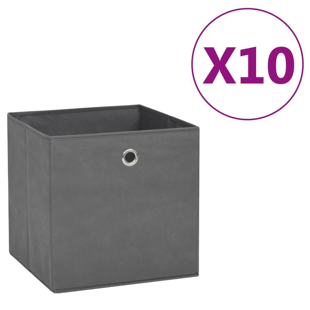 vidaXL Storage Boxes 10 pcs Non-woven Fabric 11"x11"x11" Gray