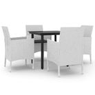 vidaXL 5 Piece Garden Dining Set with Cushions Poly Rattan and Glass