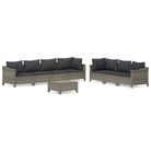 vidaXL 8 Piece Garden Lounge Set with Cushions Grey Poly Rattan