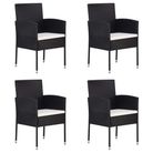 vidaXL Garden Chairs with Cream White Cushions 4 pcs Black Poly Rattan
