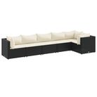 vidaXL 6 Piece Garden Lounge Set with Cushions Black Poly Rattan