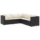 vidaXL 5 Piece Garden Lounge Set with Cushions Black Poly Rattan