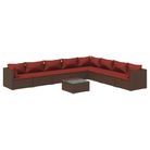 vidaXL 9 Piece Garden Lounge Set with Cushions Poly Rattan Brown
