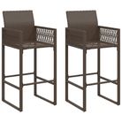 vidaXL Patio Bar Stools 2 pcs Brown Poly Rattan