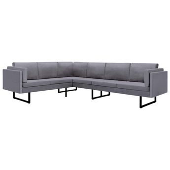 vidaXL Corner Sofa Light Gray Fabric