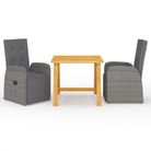 vidaXL 3 Piece Garden Dining Set Grey