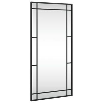 vidaXL Wall Mirror Black 15.7"x31.5" Rectangle Iron