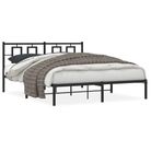 vidaXL Metal Bed Frame without Mattress with Headboard Black 59.1"x78.7"