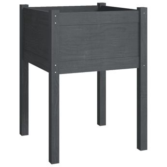 vidaXL Garden Planter Gray 19.7"x19.7"x27.6" Solid Wood Pine