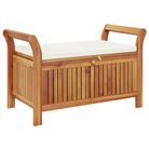 vidaXL Patio Storage Bench with Cushion 35.8" Solid Wood Acacia