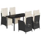 vidaXL 5 Piece Garden Dining Set with Cushions Black Poly Rattan