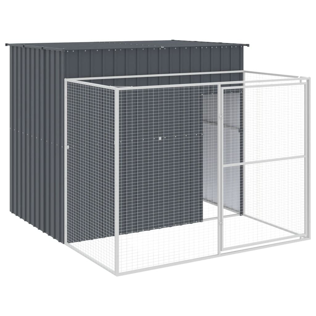 vidaXL Dog House with Run Anthracite 84.3"x99.6"x71.3" Galvanized Steel