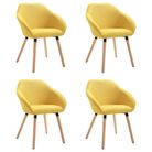 vidaXL Dining Chairs 4 pcs Yellow Fabric