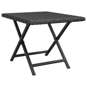 vidaXL Folding Table Black 17.7"x13.8"x12.6" Poly Rattan