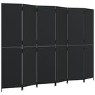 vidaXL Room Divider 6 Panels Black Poly Rattan