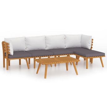 vidaXL 6 Piece Garden Lounge Set with Cushions Solid Acacia Wood