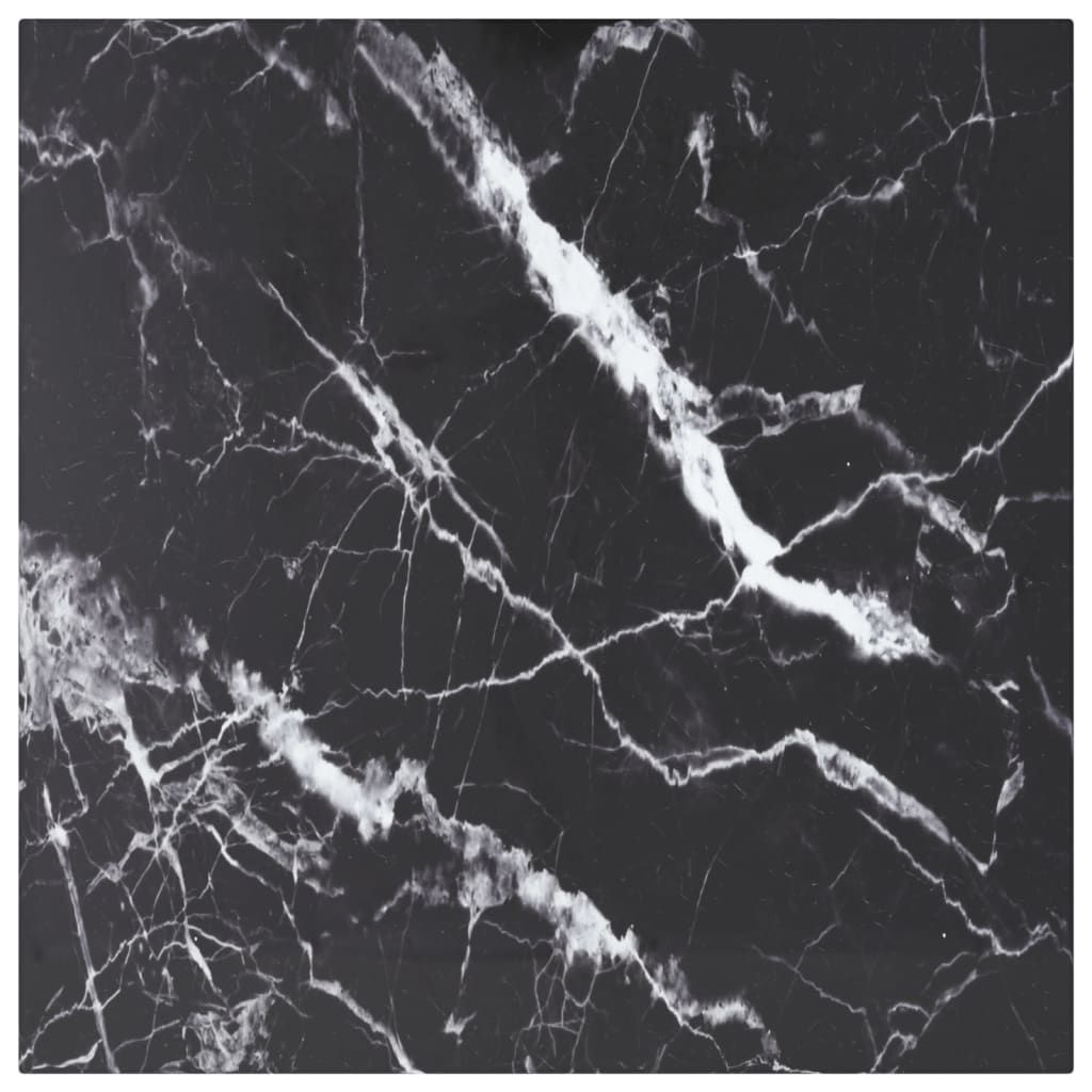 vidaXL Table Top Black 11.8"x11.8" 0.2" Tempered Glass with Marble Design